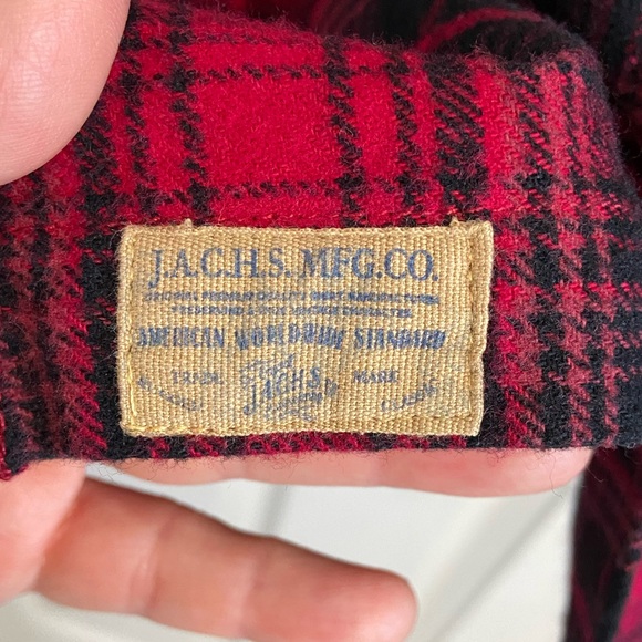 Jachs Men’s Flannel Size Small Red & Black Plaid Button Up Cabincore - Picture 5 of 7